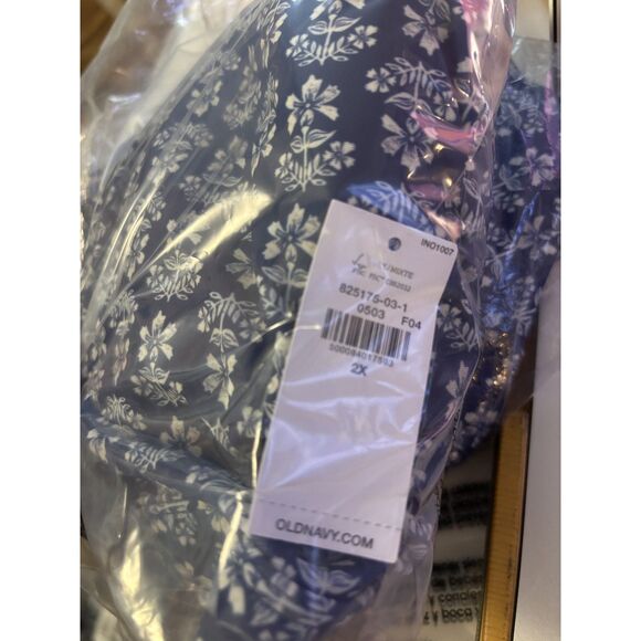 Ruffled Bikini Swim suite Top for Women Seaborne Floral Blue New Old Navy - Picture 2 of 11